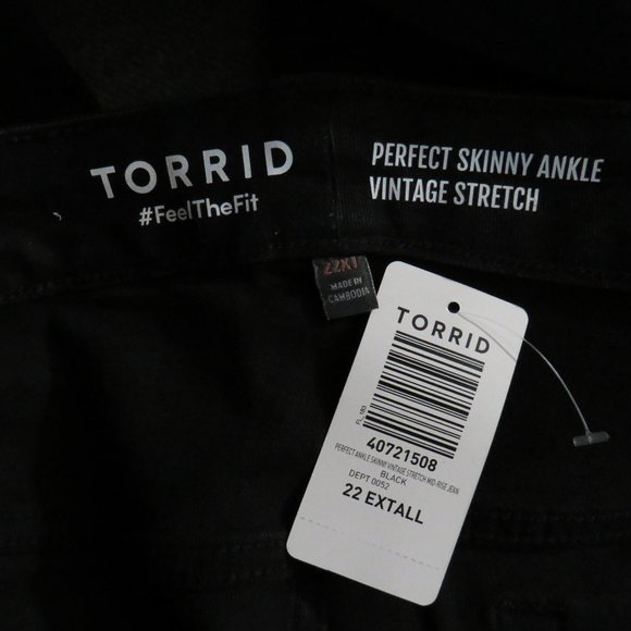 Torrid Perfect Skinny Ankle Vintage Stretch Mid-Rise Jean Black Plus 22 XTall - Picture 6 of 10